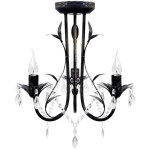 Dekorativni Art Noveau Stil Črni Kovinski Lestenec s Kristali 3 x E14