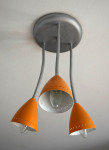 Retro / vintage stropna luč s tremi svetilkami, oranžna