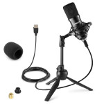 VONYX CM300B SET – črn USB studijski mikrofon s stojalom