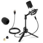 VONYX CM300W SET – bel USB studijski mikrofon s stojalom
