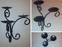 Kovan železen svečnik za 3 svečke, višina 10/13.5/18.5 cm