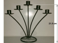 Železen svečnik za 5 svečk deb. 2.2 cm, višina 16/18.5/21.5 cm