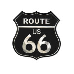 Aluminijast Emblem/Logo Route 66 Black 8x8 cm