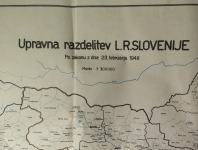 Upravna razdelitev L. R. Slovenije, zemljevid, 1948
