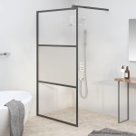 vidaXL Pregrada za tuš 100x195 cm delno motno ESG steklo črna