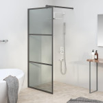 vidaXL Pregrada za tuš 80x195 cm temno ESG steklo črna