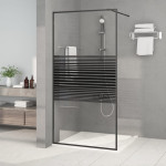 vidaXL Pregrada za tuš črna 100x195 cm prozorno ESG steklo