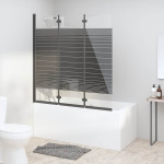 vidaXL Zložljiva pregrada za tuš s 3 paneli ESG 130x130 cm črna