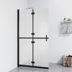 vidaXL Zložljiva pregrada za tuš mlečno ESG steklo 70x190 cm