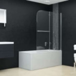 vidaXL Zložljiva pregrada za tuš z 2 paneloma ESG 95x140 cm