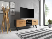 TV omarica NORD črna + hrast skandinavski dizajn, 140 cm - ZALOGA