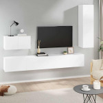 vidaXL Komplet TV omaric 4-delni bel inženirski les