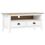 vidaXL TV omarica Hill bela 110x40x47 cm trdna borovina