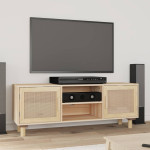 vidaXL TV omarica Rjavo 105x30x40 cm trdna borovina in naravni ratan