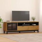 vidaXL TV omarica s steklenimi vrati FLAM 158x40x50 cm trdna borovina