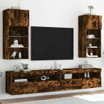 vidaXL TV omarica z LED lučkami 2 kosa dimljeni hrast 40,5x30x90 cm