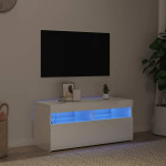vidaXL TV omarica z LED lučkami visok sijaj bela 90x35x40 cm