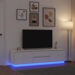vidaXL TV omarica z LED lučmi bela 193,5x41x50 cm