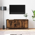 vidaXL TV omarica z vrati dimljeni hrast 102x35x45 cm inženirski les