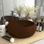 vidaXL Razkošen umivalnik okrogel mat temno rjav 40x15 cm keramičen