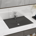 vidaXL Razkošen umivalnik z luknjo mat temno siv 60x46 cm keramičen