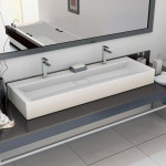 vidaXL Umivalnik 120x46x11 cm mineralna litina/marmorna litina bel