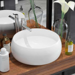 vidaXL Umivalnik iz keramike okrogel bel 40x15 cm