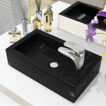 vidaXL Umivalnik pravokotni keramika črne barve 46x25,5x12 cm