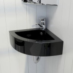 vidaXL Umivalnik z odprtino za odtekanje 45x32x12,5 cm črn