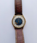 Vintage Timex kvarčna ura z luninimi fazami z usnjenim paščkom