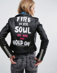 JAKNA Bershka Graffiti Leather Biker Jacket vel. M - KUPIM