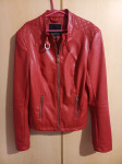 Rdeča ženska jakna iz umetnega usnja, 34