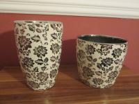 2 lončka za rastline iz glazirane keramike