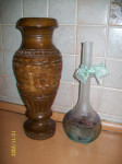 Vaza lesena (višina 37 cm) + podarim stekleno vazo (nikoli rabljeno)