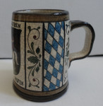 Vintage original bavarski krigl, vrč, spredaj motiv viteza na konju
