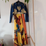 Azaka  nova maxi obleka z metulji + bolero L