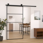 vidaXL Drsna vrata z opremo 102,5x205 cm ESG steklo in aluminij