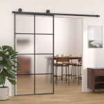 vidaXL Drsna vrata z opremo 102,5x205 cm ESG steklo in aluminij