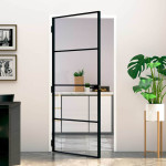 vidaXL Notranja vrata črna 93x201,5 cm kaljeno steklo & aluminij tanka