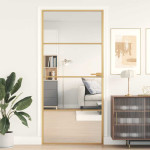 vidaXL Notranja vrata ozka zlata 93x201,5cm kaljeno steklo in aluminij