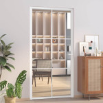 vidaXL Notranja vrata 102,5x201,5 cm bela ESG steklo in aluminij