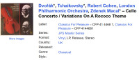Dvořák, Tchaikovsky – Cello Concerto / Variations On A Rococo Theme