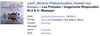 Liszt – Les Preludes / Ungarische Rhapsodien Nr.2 & 4 / Mazeppa
