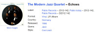 The Modern Jazz Quartet – Echoes – Vinyl (LP, Album), 1984