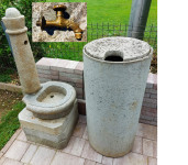 Vrtna fontana vodnjak imitacija naravnega kamna s pipo in betonska cev