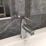 vidaXL Kopalniška armatura za umivalnik srebrna 130x176 mm