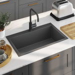 vidaXL Ročno izdelano kuhinjsko pomivalno korito črno nerjaveče jeklo