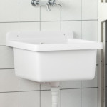vidaXL Stenski umivalnik bel 40x40x24 cm smola
