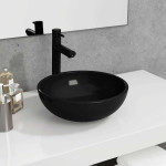 vidaXL Umivalnik kaljeno steklo 35x12 cm črne barve