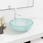 vidaXL Umivalnik kaljeno steklo 35x12 cm mat